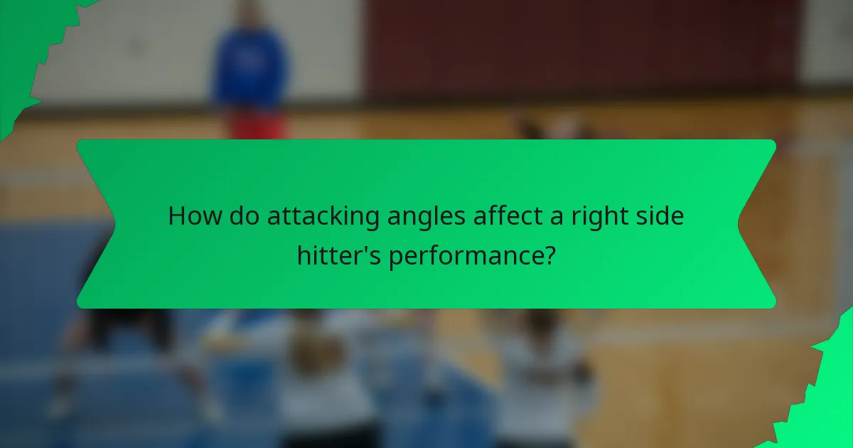 How do attacking angles affect a right side hitter's performance?